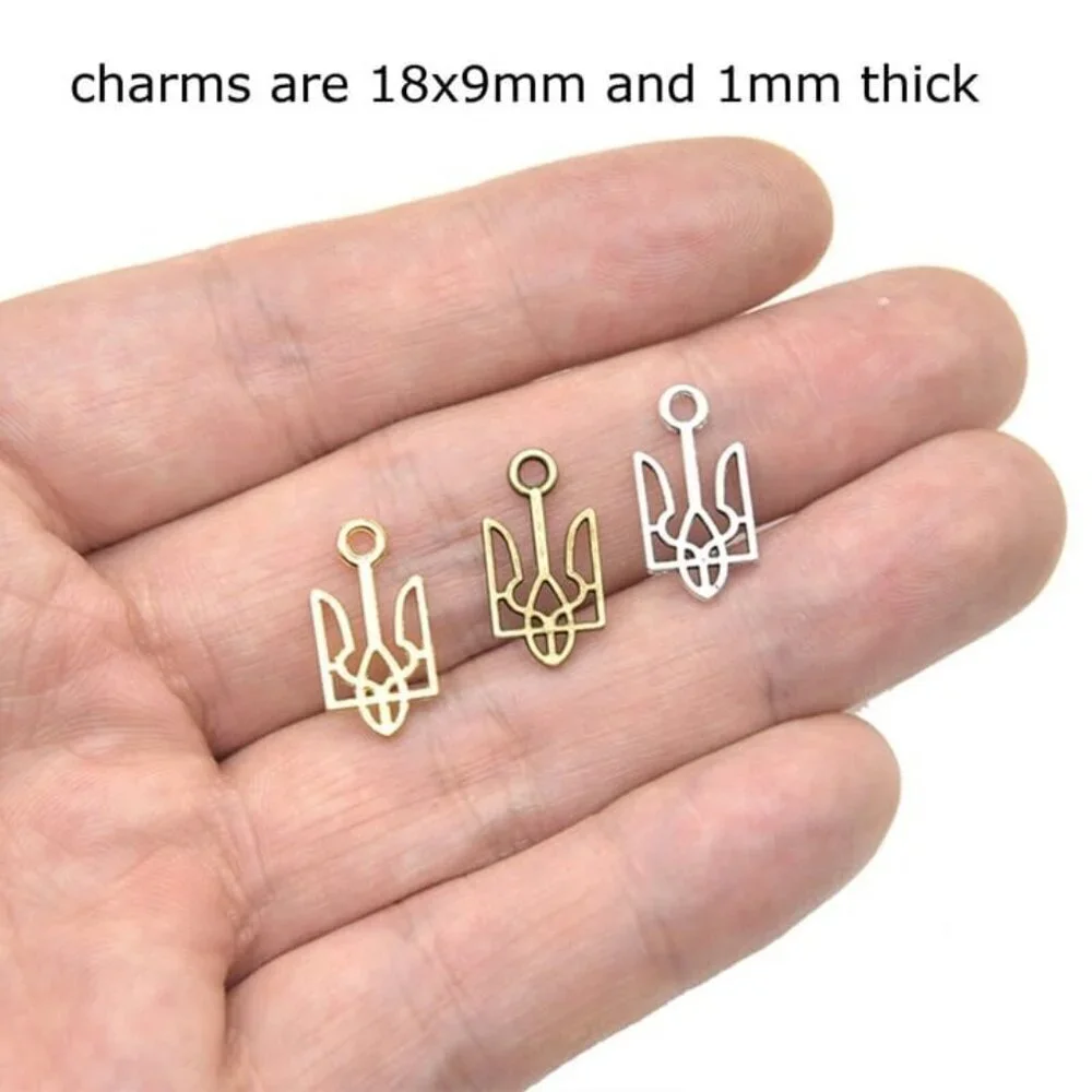 4 Ukraine Trident National Symbol Gold Plated Slava Ukraini Charms